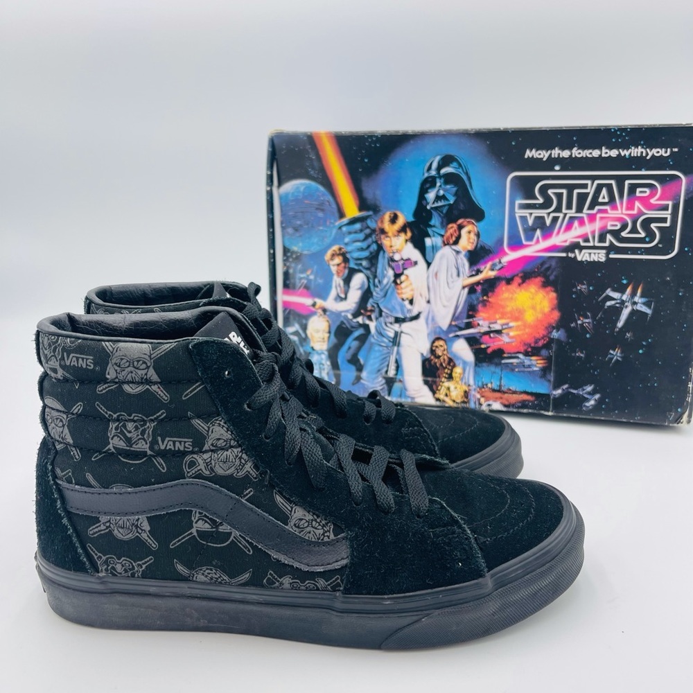 VANS LIMITED EDITION BLACK ON BLACK Sk8-HI STAR WARS DARKSIDE HIGH TOP SNEAKERS